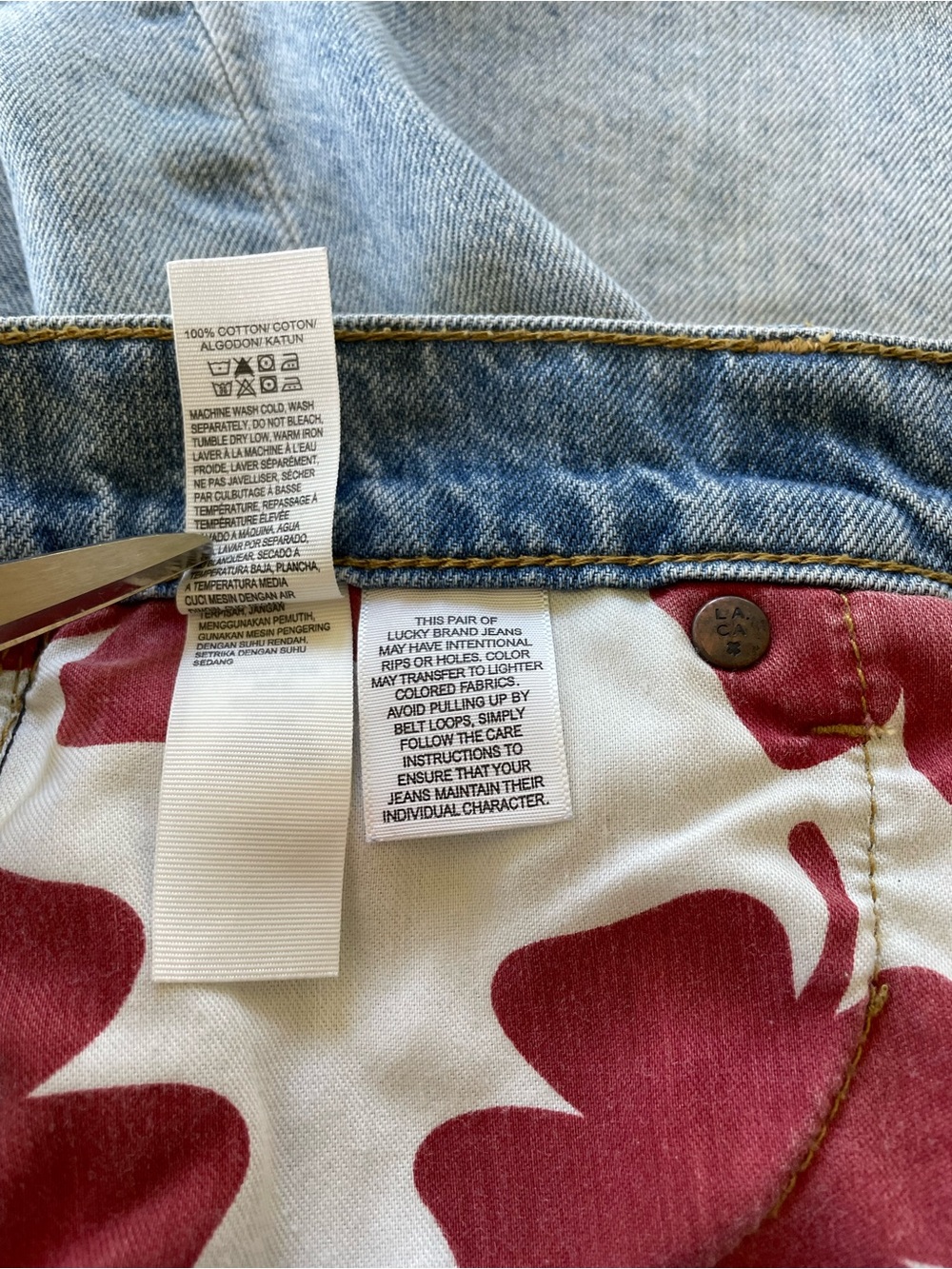 Denim Mini Skirt - Frayed Hem. Lucky Brand. Boho, Coastal Cowgirl, Y2K - Picture 6 of 6